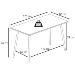 Dorel Home Monza Dining Table 120 Cm In Black - thumbnail 6