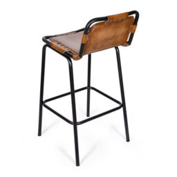 Elm Home And Garden 100% Real Genuine Leather Breakfast Kitchen Bar Stool Tan Brown - thumbnail 3