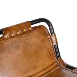 Elm Home And Garden 100% Real Genuine Leather Breakfast Kitchen Bar Stool Tan Brown - thumbnail 5