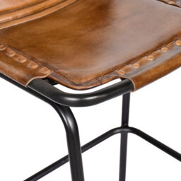 Elm Home And Garden 100% Real Genuine Leather Breakfast Kitchen Bar Stool Tan Brown - thumbnail 4