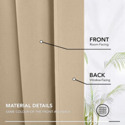 Ameha Cream Plain Curtain Blackout Thick Thermal Insulated Bedroom Kitchen 66'' X 54'' Pencil Pleat Curtain Pair With Tie Backs - thumbnail 7