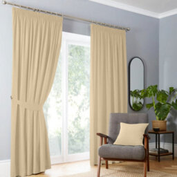 Ameha Cream Plain Curtain Blackout Thick Thermal Insulated Bedroom Kitchen 66'' X 54'' Pencil Pleat Curtain Pair With Tie Backs - thumbnail 6