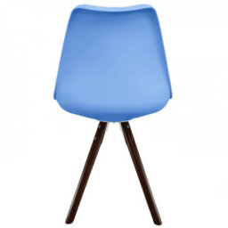 Fusion Living Soho Light Blue Plastic Dining Chair With Pyramid Dark Wood Legs - thumbnail 3