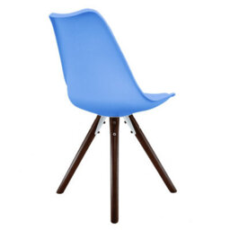 Fusion Living Soho Light Blue Plastic Dining Chair With Pyramid Dark Wood Legs - thumbnail 4