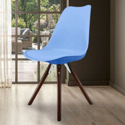 Fusion Living Soho Light Blue Plastic Dining Chair With Pyramid Dark Wood Legs - thumbnail 2
