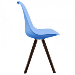 Fusion Living Soho Light Blue Plastic Dining Chair With Pyramid Dark Wood Legs - thumbnail 5