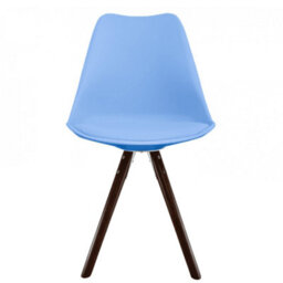 Fusion Living Soho Light Blue Plastic Dining Chair With Pyramid Dark Wood Legs - thumbnail 6