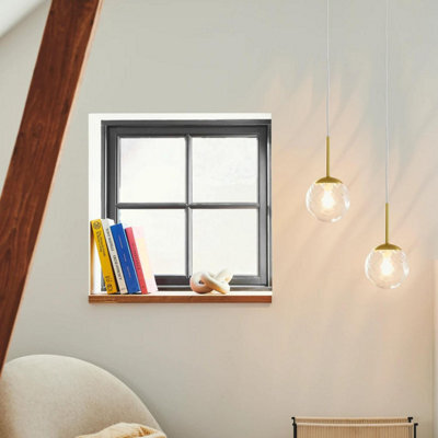 Nordlux Chisell Metal Pendant Light Swirl Glass Brass,mains - image 1