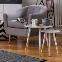 Orsina Stylish And Elegant Design Set Of Two White Round Side Tables, Durable And Sturdy Side Tables, Small Tables - thumbnail 3