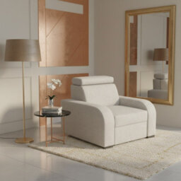 Oslo M 1 Upholstered Armchair Adjustable Headrest Mdf And Chipboard Frame For Living Room 105X100X85 Cream - thumbnail 1
