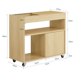 Sobuy Fbt152-N, Mobile Storage Cabinet Sofa Side Table End Table File Cabinet, Wood Veneer,w30Xd70Xh60 - thumbnail 3