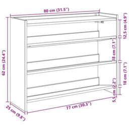 Vidaxl Shoe Rack Grey Sonoma 80X25X62 Cm Engineered Wood - thumbnail 3