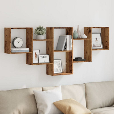 Vidaxl Wall Shelf Old Wood 159X18X66 Cm Engineered Wood - image 1