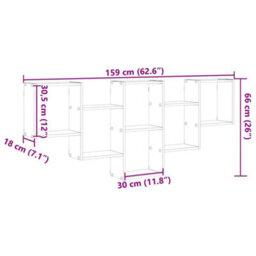 Vidaxl Wall Shelf Old Wood 159X18X66 Cm Engineered Wood - thumbnail 3