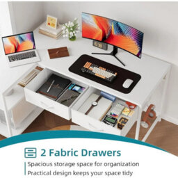 L Shaped Computer Desk 100Cm White Modern Reversible Corner Office Study - thumbnail 4
