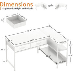 L Shaped Computer Desk 100Cm White Modern Reversible Corner Office Study - thumbnail 2