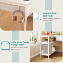 L Shaped Computer Desk 100Cm White Modern Reversible Corner Office Study - thumbnail 3