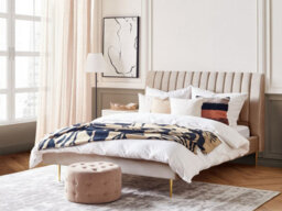 Beliani Bed Velvet Marville 180 X 200 Cm (Eu Super King) Sand Beige - thumbnail 2