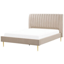 Beliani Bed Velvet Marville 180 X 200 Cm (Eu Super King) Sand Beige - thumbnail 1
