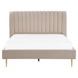 Beliani Bed Velvet Marville 180 X 200 Cm (Eu Super King) Sand Beige - thumbnail 5