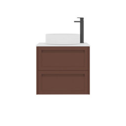 Royal Bathrooms Royal Bathroom Elmore 600mm Terracotta Clay Wall Mounted Vanity Unit 2 Drawer With Plain White Worktop & No Basin - thumbnail 7