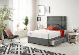 Somnior Beds Somnior Flexby Linen Grey 4Ft Memory Foam Divan Bed With 4 Drawers, Mattress & Headboard - Small Double - thumbnail 3