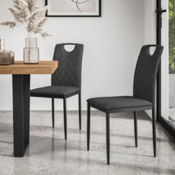 More4Homes Haydon Extending Dining Table + Chairs- White Marble Effect Table Top W Black Legs + Monza Linen Dining Chair Set Of 4 (Charcoal) - thumbnail 5