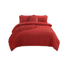 Ultra Soft Teddy Duvet Cover Set Christmas Tree Cozy Fleece Bedding Red - thumbnail 2