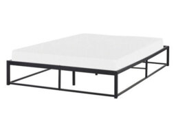 Wyld and Coco Ironline Black Metal Bed Frame Double 4Ft6 - Powder-Coated Iron With Solid Wood Slats, No Headboard - thumbnail 2