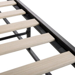 Wyld and Coco Ironline Black Metal Bed Frame Double 4Ft6 - Powder-Coated Iron With Solid Wood Slats, No Headboard - thumbnail 7
