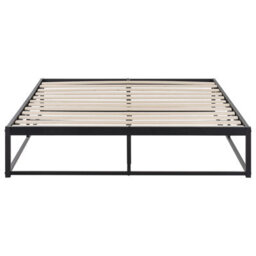 Wyld and Coco Ironline Black Metal Bed Frame Double 4Ft6 - Powder-Coated Iron With Solid Wood Slats, No Headboard - thumbnail 6