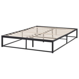 Wyld and Coco Ironline Black Metal Bed Frame Double 4Ft6 - Powder-Coated Iron With Solid Wood Slats, No Headboard - thumbnail 5