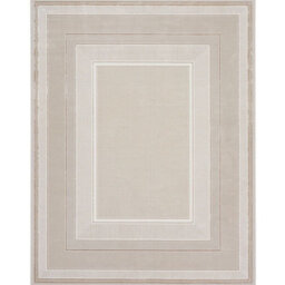 Ivory Bordered Polyester Modern Soft Bedroom, Livingroom Rug - 119Cm X 180Cm