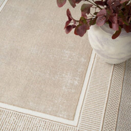 Ivory Bordered Polyester Modern Soft Bedroom, Livingroom Rug - 119Cm X 180Cm - thumbnail 5