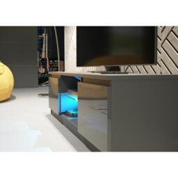 Creative Furniture Aura Tv Unit 120Cm - Dark Grey With Gloss Doors And Led Lights - thumbnail 4