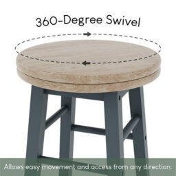 Lassic Chef Vida Wooden Revolving Grey Bar Stool - Set Of 2 - thumbnail 3