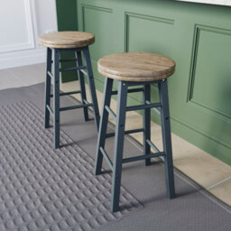 Lassic Chef Vida Wooden Revolving Grey Bar Stool - Set Of 2 - thumbnail 5