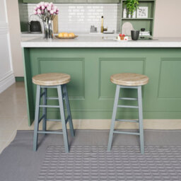 Lassic Chef Vida Wooden Revolving Grey Bar Stool - Set Of 2 - thumbnail 4