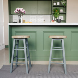 Lassic Chef Vida Wooden Revolving Grey Bar Stool - Set Of 2