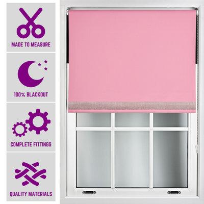 Furnished Diamante Edge Blackout Roller Blinds Made To Measure - Pink (W)120Cm X (L)210Cm - image 1