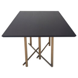 Orsina Dark Wood Top Sleek Dining Table, Rectangle Dining Room Table With Geometric Design, 6 People Space - thumbnail 3