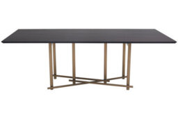 Orsina Dark Wood Top Sleek Dining Table, Rectangle Dining Room Table With Geometric Design, 6 People Space - thumbnail 1