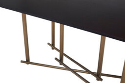 Orsina Dark Wood Top Sleek Dining Table, Rectangle Dining Room Table With Geometric Design, 6 People Space - thumbnail 4
