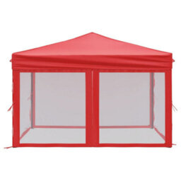 Walplus Folding Party Tent Garden Gazebo Canopy With Sidewalls Red 3X3 M - thumbnail 4