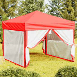 Walplus Folding Party Tent Garden Gazebo Canopy With Sidewalls Red 3X3 M - thumbnail 1