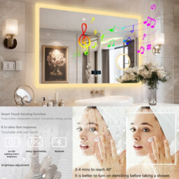 Luvodi 100X70Cm Led Illuminated Bathroom Mirror With Bluetooth Music Play 3X Magnifier Demister Touch - thumbnail 5