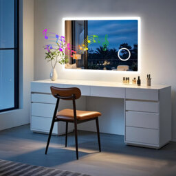 Luvodi 100X70Cm Led Illuminated Bathroom Mirror With Bluetooth Music Play 3X Magnifier Demister Touch - thumbnail 7
