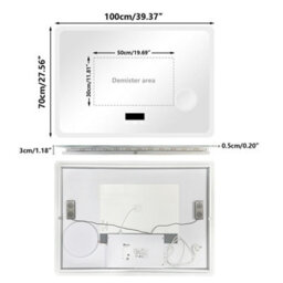 Luvodi 100X70Cm Led Illuminated Bathroom Mirror With Bluetooth Music Play 3X Magnifier Demister Touch - thumbnail 2