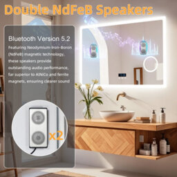 Luvodi 100X70Cm Led Illuminated Bathroom Mirror With Bluetooth Music Play 3X Magnifier Demister Touch - thumbnail 3
