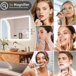 Luvodi 100X70Cm Led Illuminated Bathroom Mirror With Bluetooth Music Play 3X Magnifier Demister Touch - thumbnail 9
